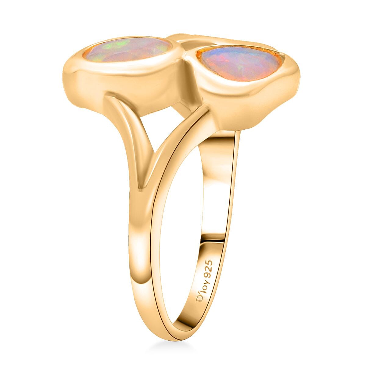 D'Joy Ethiopian Opal Ring in Yellow Gold Plated Sterling Silver 1.28 Ct.