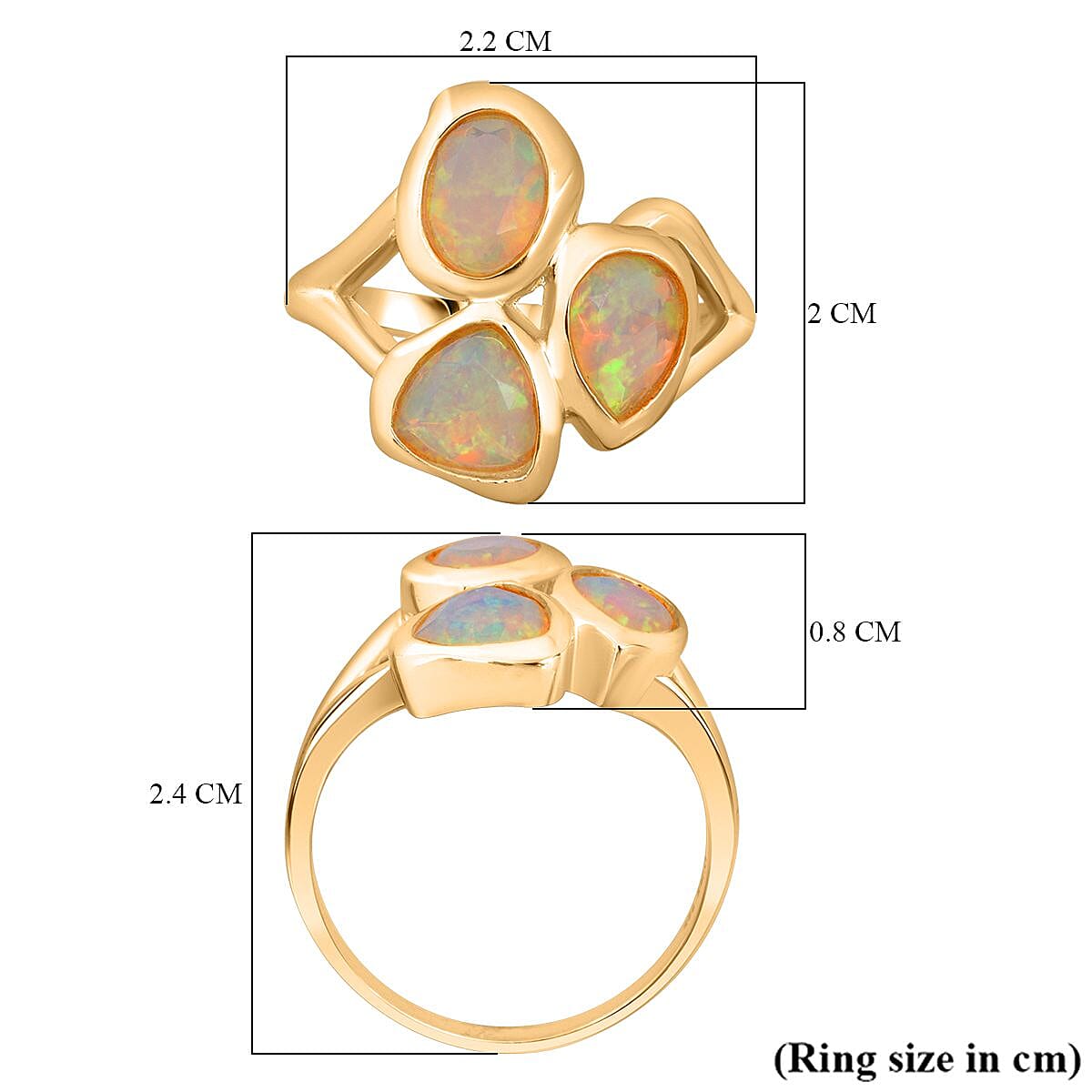 D'Joy Ethiopian Opal Ring in Yellow Gold Plated Sterling Silver 1.28 Ct.