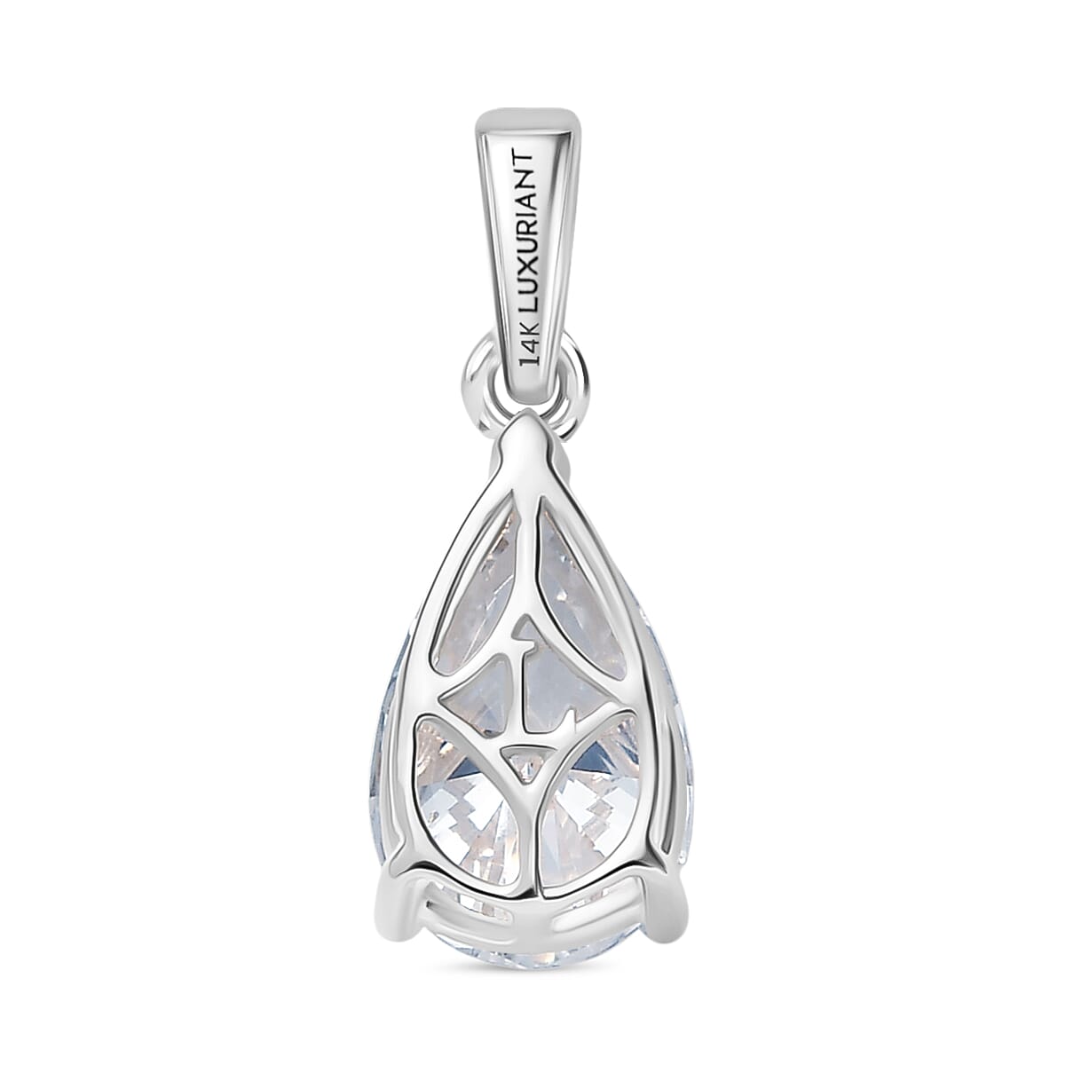 Luxuriant 14K White Gold IGI Certified Pear Cut Lab Grown Diamond (VS-EF) Solitaire Pendant 2.04 Ct.
