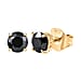 D'Joy Black Diamond Solitaire Stud Push Post Earring in Rhodium Overlay Sterling Silver 1.02 Ct.
