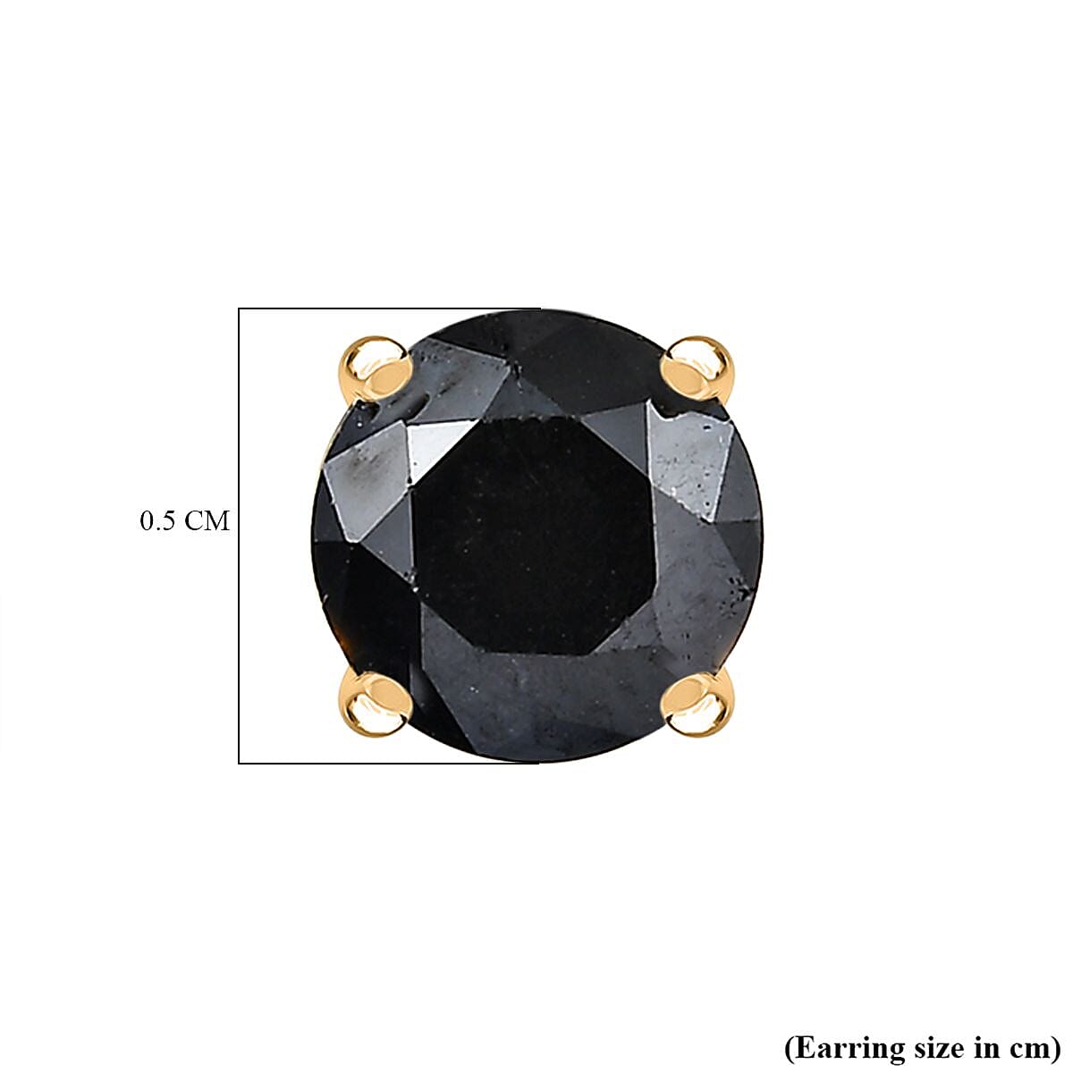 D'Joy Black Diamond Solitaire Stud Push Post Earring in 18K Vermeil Yellow Gold Plated Sterling Silver 1.01 Ct.