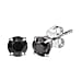 D'Joy Black Diamond Solitaire Stud Push Post Earring in Rhodium Overlay Sterling Silver 1.02 Ct.