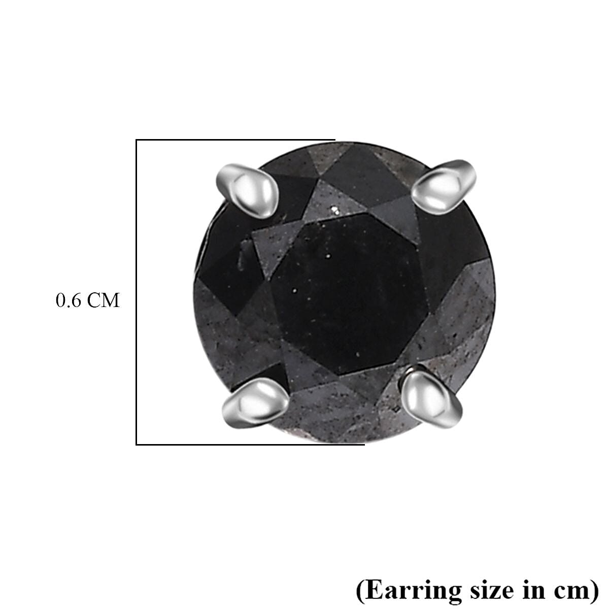 D'Joy Black Diamond Solitaire Stud Push Post Earring in Rhodium Overlay Sterling Silver 1.02 Ct.