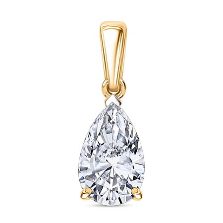 LUXURIANT 2 Ct. Lab Grown Diamond Pear-Cut Solitaire Pendant in 14K Yellow Gold IGI Certified (VS-EF)