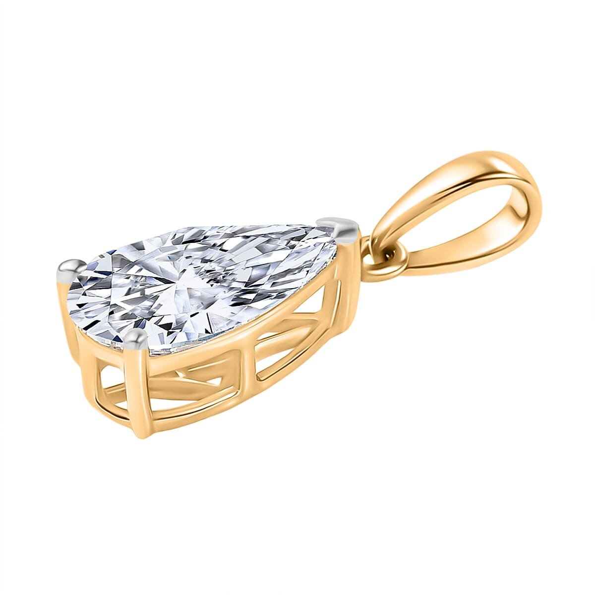 NY CloseOut-14K Yellow Gold IGI Certified Pear Cut Lab Grown Diamond (VS-EF) Solitaire Pendant 2.05 Ct.