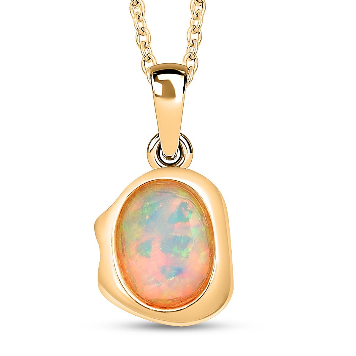 D'Joy Ethiopian Opal Pendant in Yellow Gold Plated Sterling Silver  1.14 Ct.