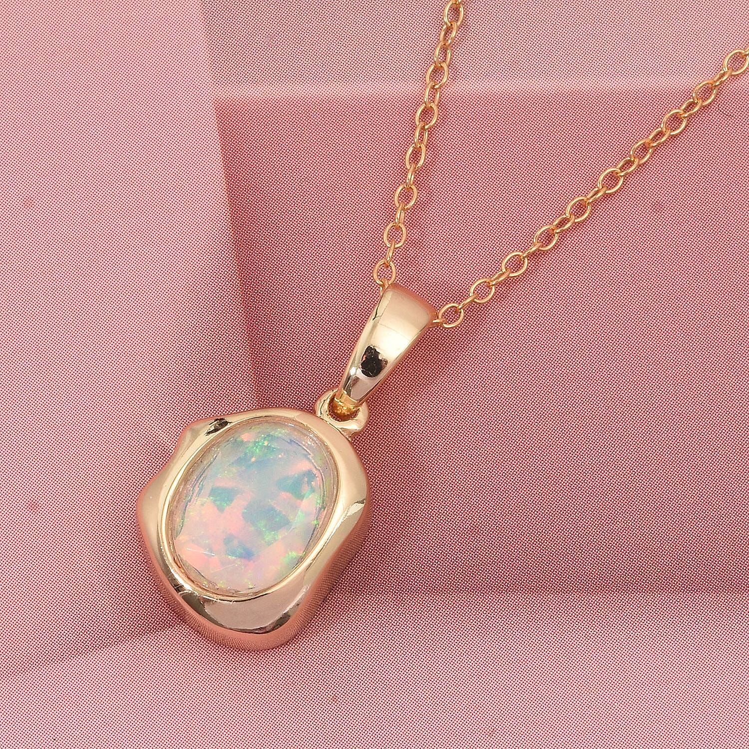 D'Joy Ethiopian Opal Pendant in Yellow Gold Plated Sterling Silver  1.14 Ct.