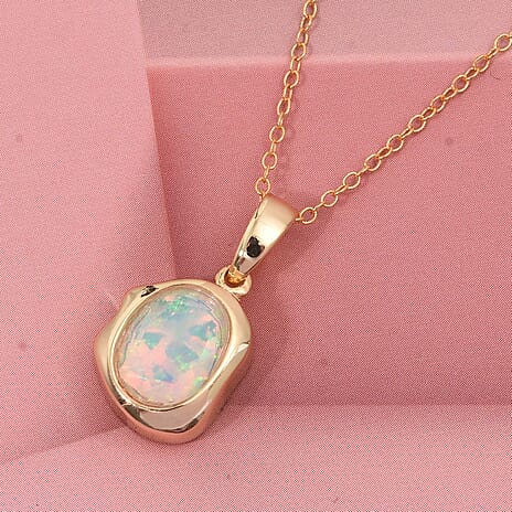 D'Joy Ethiopian Opal Pendant in Yellow Gold Plated Sterling Silver  1.14 Ct.