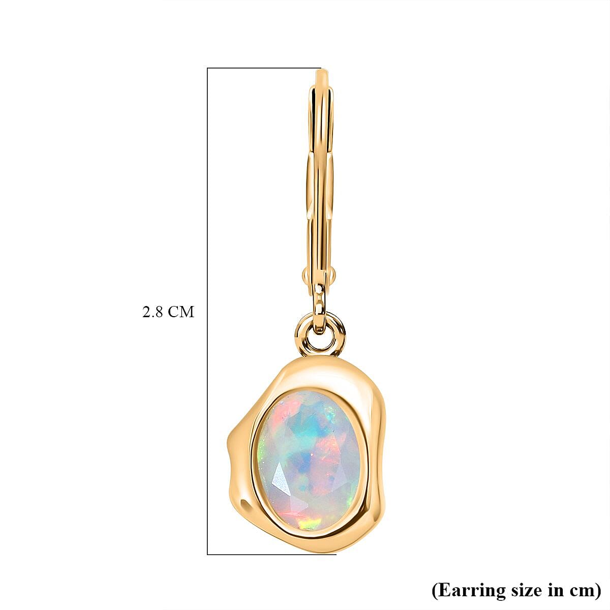 D'Joy Ethiopian Opal Earring with Lever Back in Yellow Gold Plated Sterling Silver 1.53 Ct.