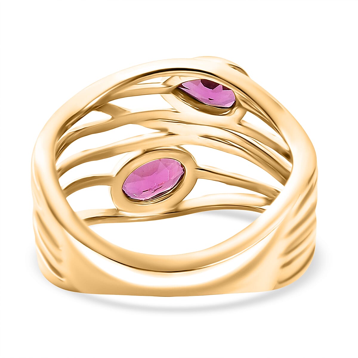 Luxuriant Lab Grown Bixbite Filigree Ring in 18K Yellow Gold Plating Sterling Silver