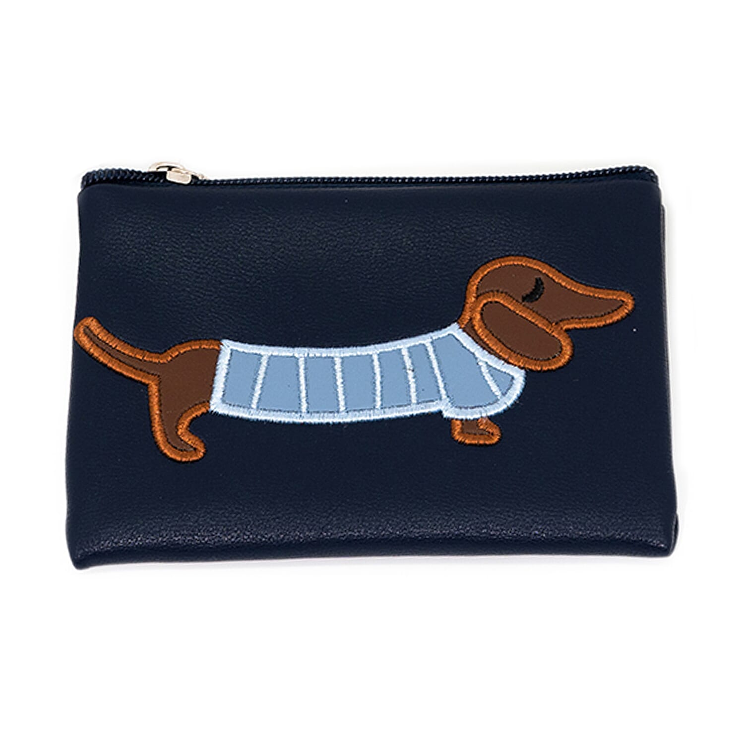Embossed Faux Leather Wallet - Navy
