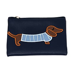 Embossed Faux Leather Wallet - Navy