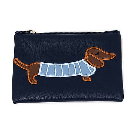Embossed Faux Leather Wallet - Navy