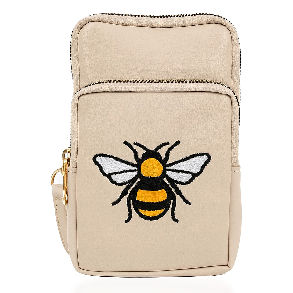 Bumble Bee Phone Crossbody Bag With Adjustable Strap - Beige