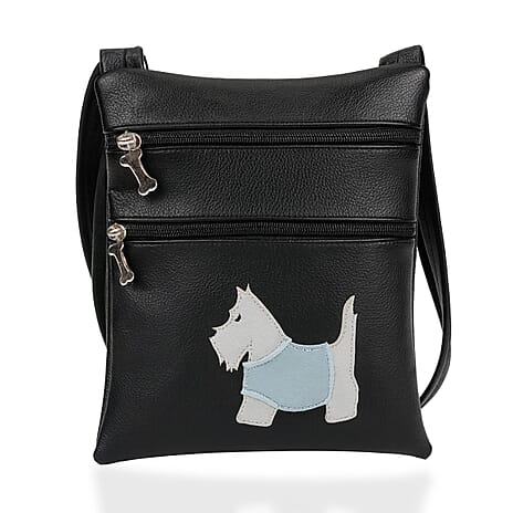 Scottie Dogs Embossed Stylish Walkers Handbag - Black