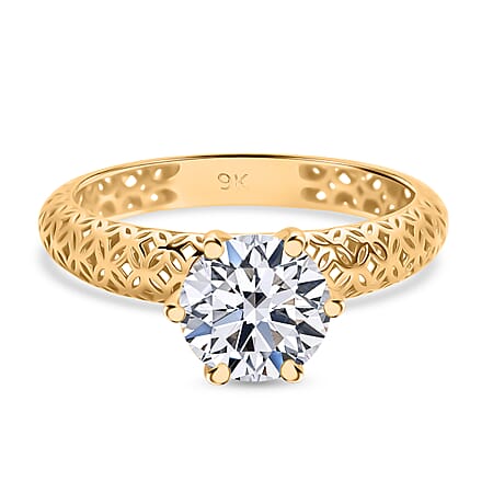 1.8 Ct. Moissanite Solitaire Ring in 9K Yellow Gold