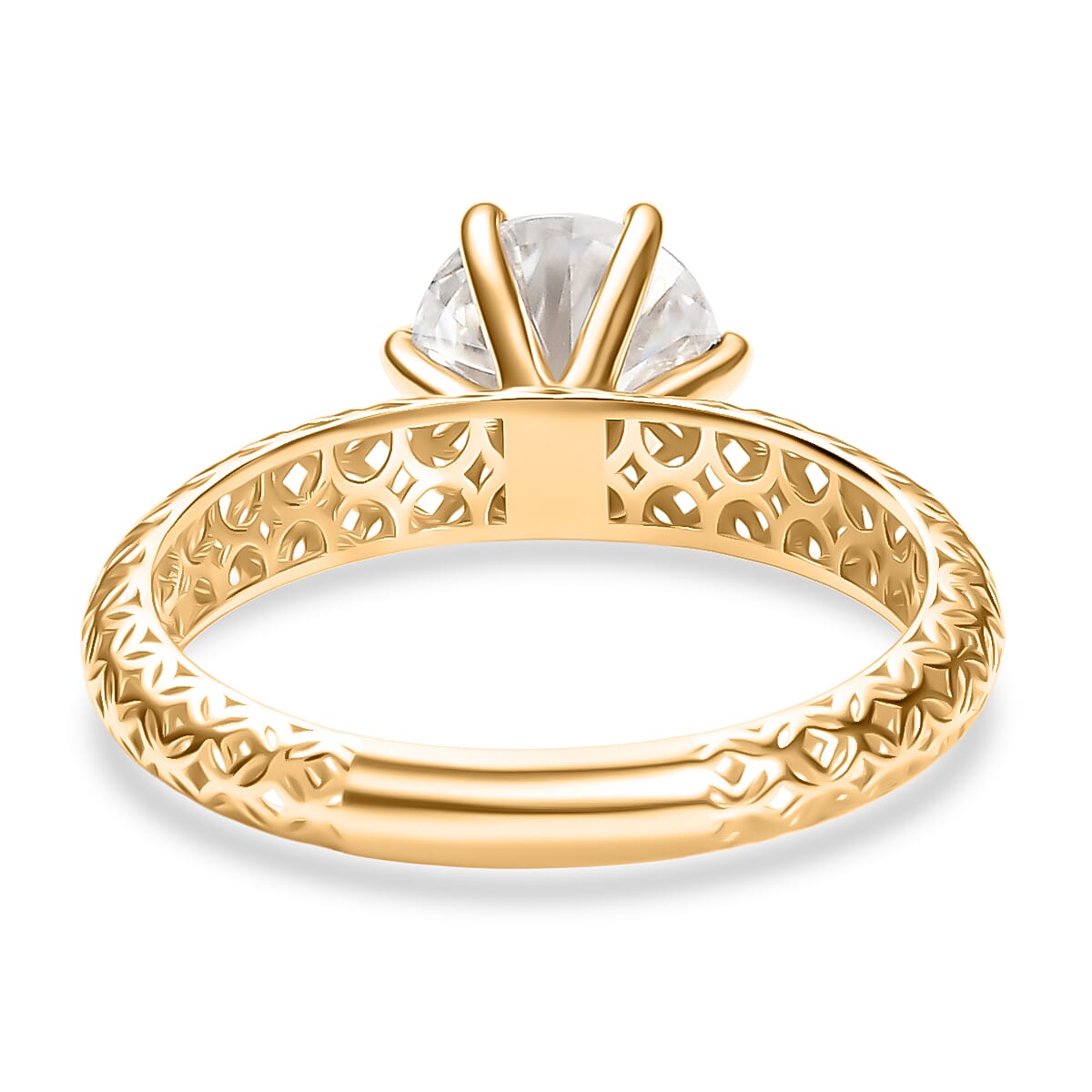 9K Yellow Gold Moissanite Solitaire Mirage Ring 1.76 Ct.