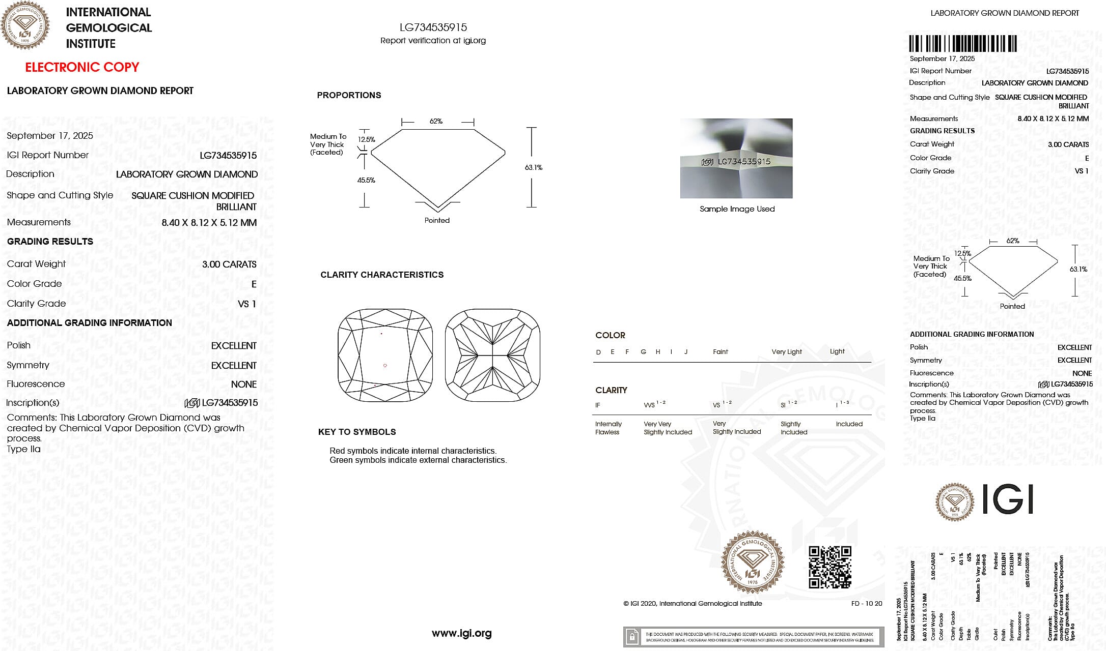LUXURIANT 3 Carat Lab Grown Diamond Solitaire Ring in 950 Platinum