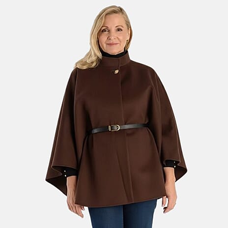 Pure And Natural Classic Cape With Belt (One Size) - Rich Chocolate