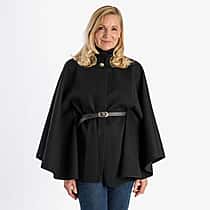 Pure And Natural Classic Cape With Belt (One Size) - Black