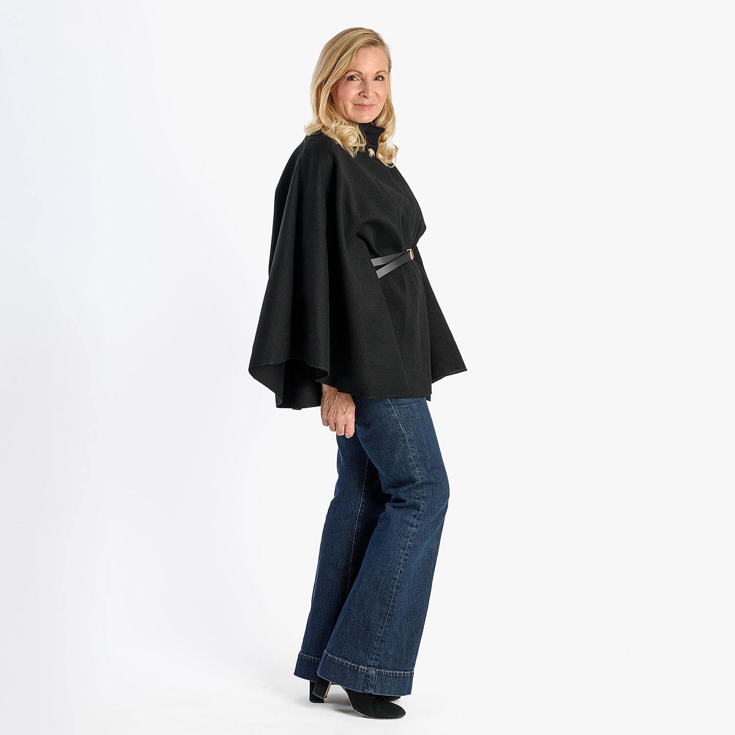 Pure And Natural Classic Cape With Belt (One Size) - Black