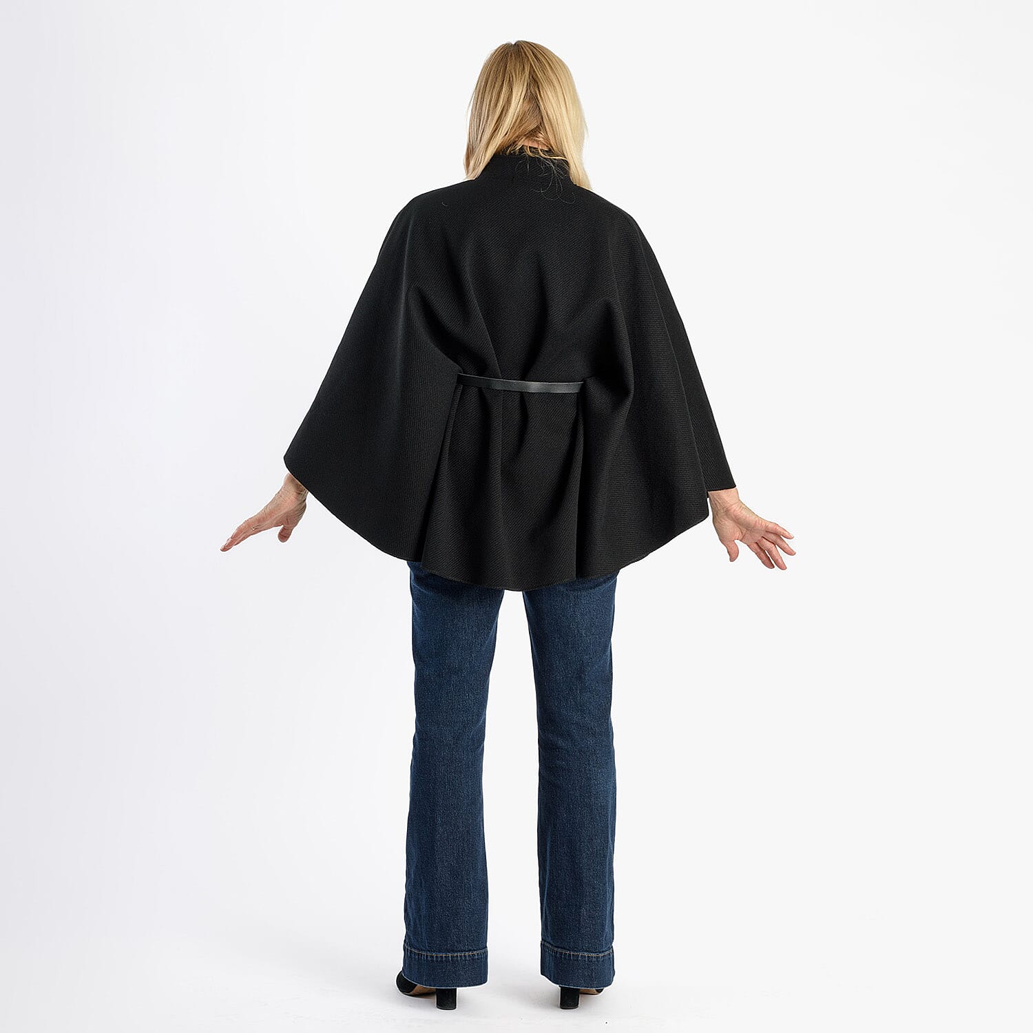Pure And Natural Classic Cape With Belt (One Size) - Black