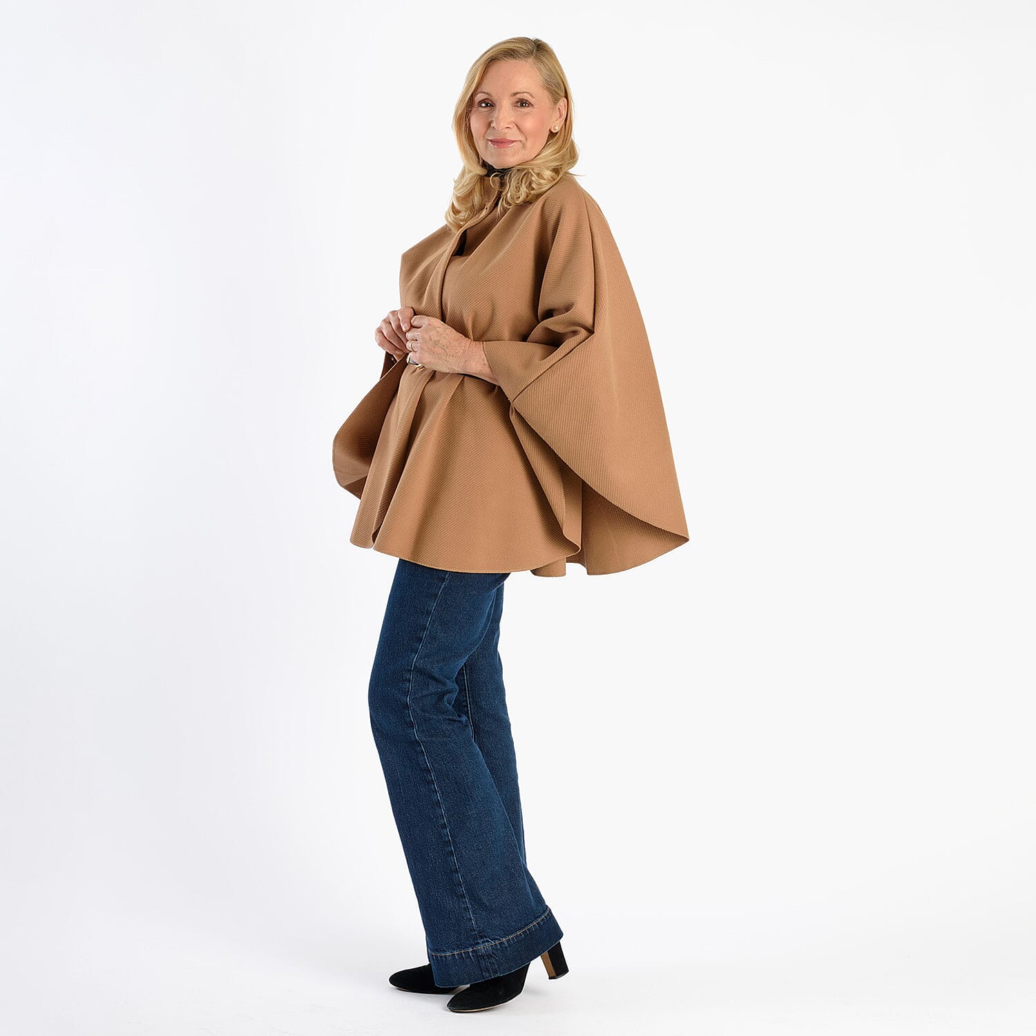 Pure And Natural Classic Cape With Belt (One Size) - Soft Camel