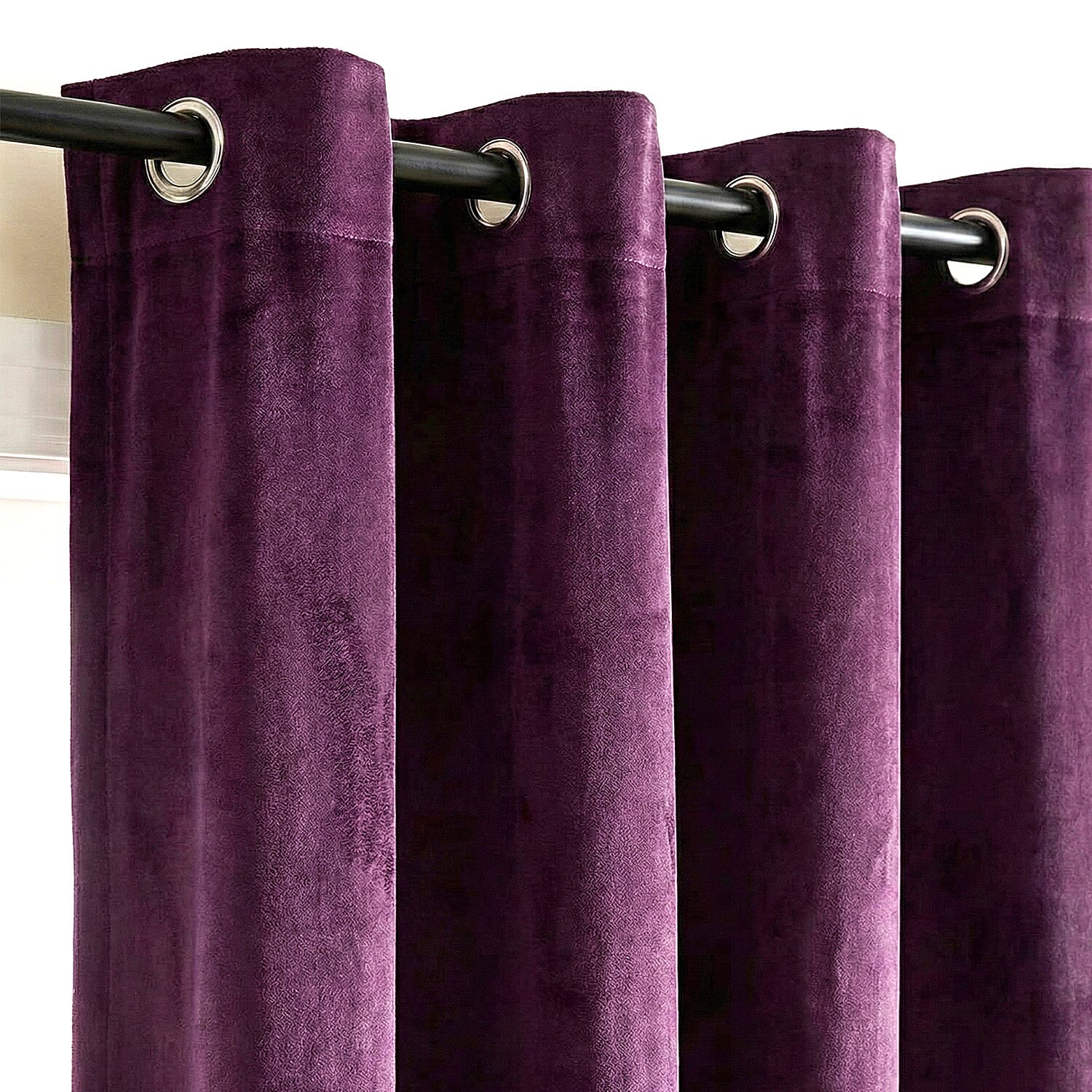 Closeout Offer - Crushed Velvet Ring Top Lined Curtains (66 x 54 inch) - Purple