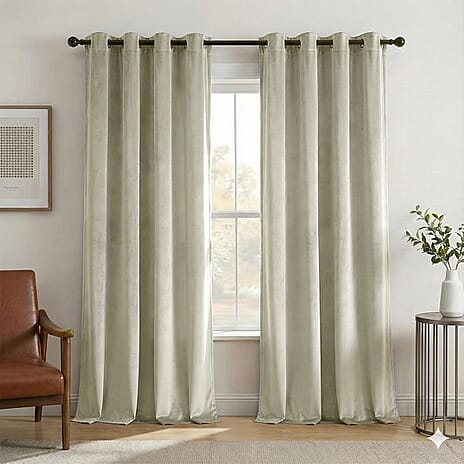 Closeout Offer - Crushed Velvet Ring Top Lined Curtains (66 x 54 inch) - Light Silver