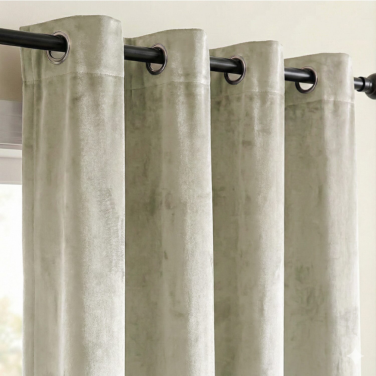 Closeout Offer - Crushed Velvet Ring Top Lined Curtains (66 x 54 inch) - Light Silver