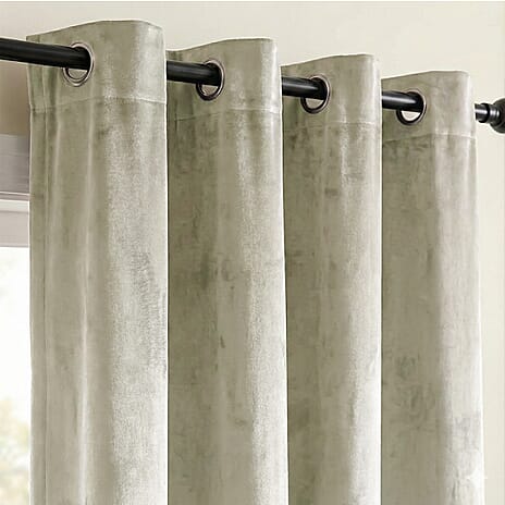 Closeout Offer - Crushed Velvet Ring Top Lined Curtains (66 x 54 inch) - Light Silver