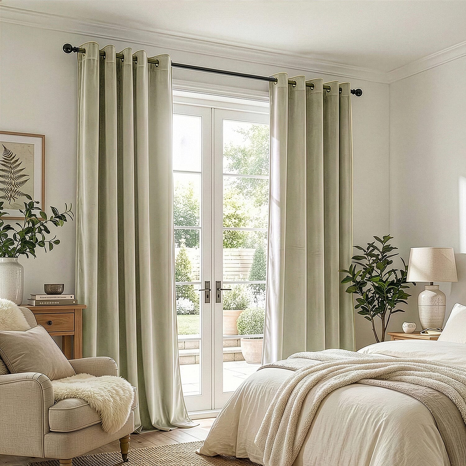 Closeout Offer - Crushed Velvet Ring Top Lined Curtains (66 x 54 inch) - Light Silver