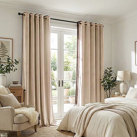 Closeout Offer - Crushed Velvet Ring Top Lined Curtains (66 x 54 inch) - Off White