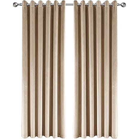 Closeout Offer - Crushed Velvet Ring Top Lined Curtains (66 x 54 inch) - Off White