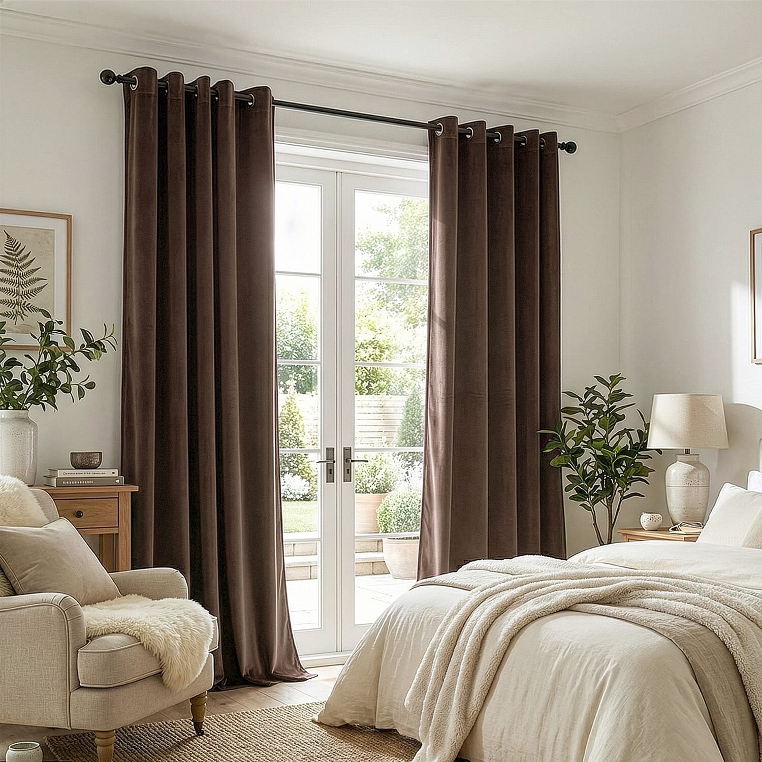 Closeout Offer - Crushed Velvet Ring Top Lined Curtains (66 x 54 inch) - Chocolate