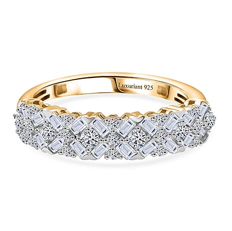 Luxuriant Lab Grown Diamond Half Eternity Band Ring in 18K YG VermeilSterling Silver  0.600  Ct.