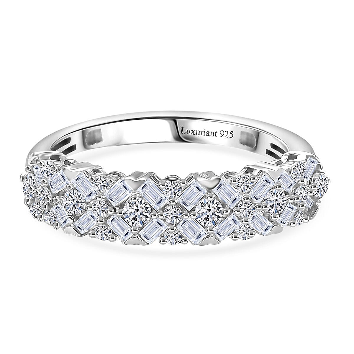 Luxuriant Lab Grown Diamond Half Eternity Band Ring in Sterling Silver