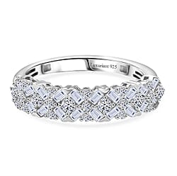 LUXURIANT Lab Grown Diamond Half Eternity Band Ring in Sterling Silver