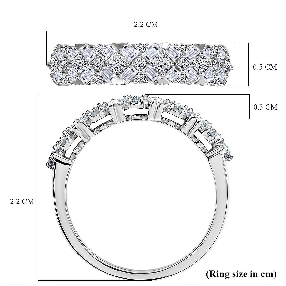 Luxuriant Lab Grown Diamond Half Eternity Band Ring in Sterling Silver