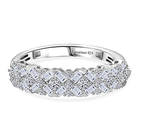 Luxuriant Lab Grown Diamond Half Eternity Band Ring in Rhodium OverlaySterling Silver  0.600  Ct.