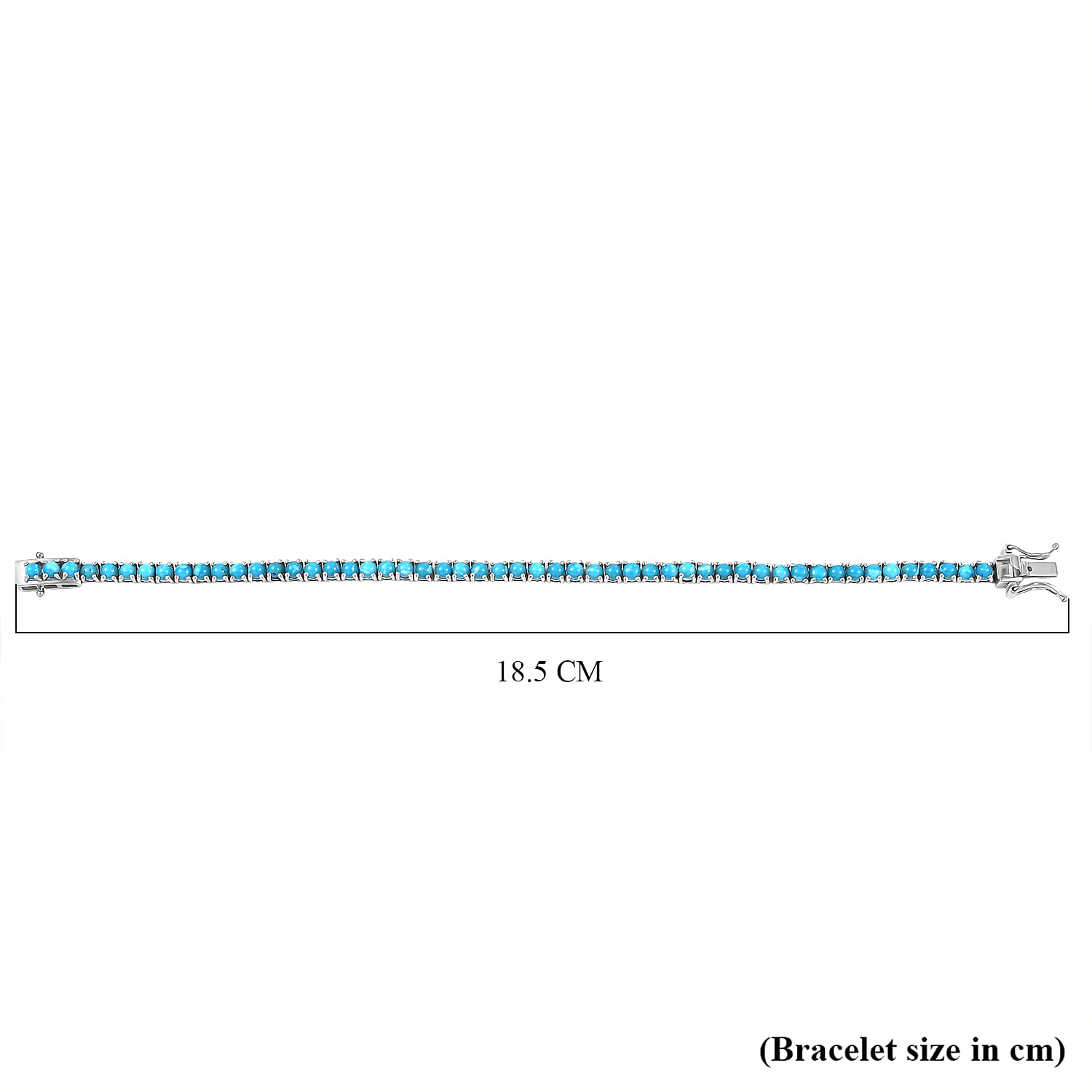 D'Joy Sleeping Beauty Turquoise Tennis Bracelet (Size 7) in Rhodium Overlay Sterling Silver 6.91 Ct, Silver Wt. 10.05 Gms.