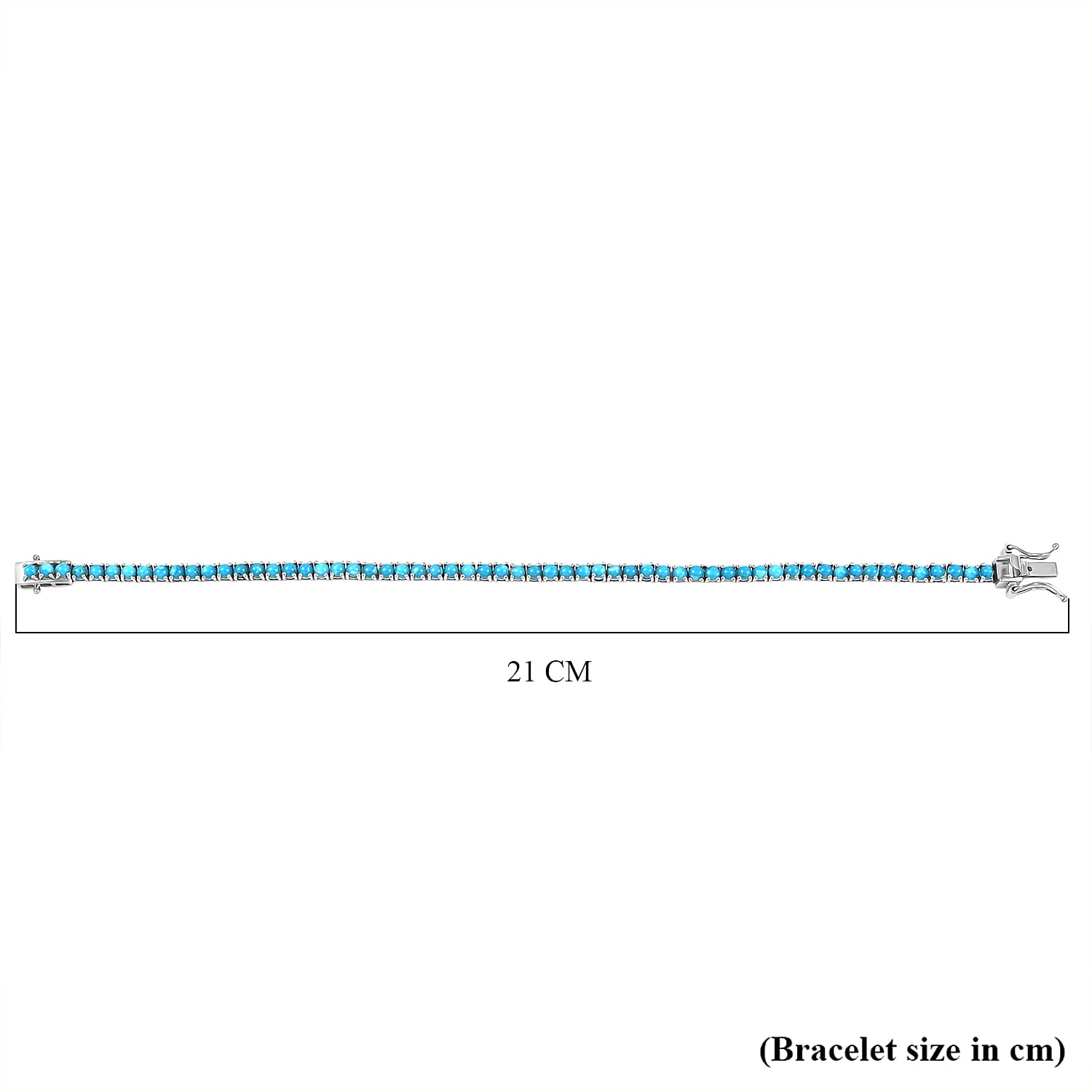 D'Joy Sleeping Beauty Turquoise Tennis Bracelet (Size 8)  in Rhodium Overlay Sterling Silver 7.97 Ct, Silver Wt. 11.00 Gms.