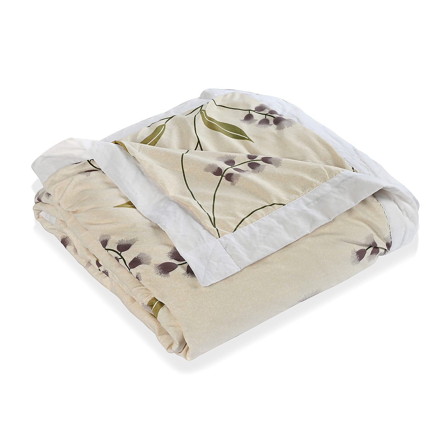 Livmore Printed Micro Dohar (218 x 228 CM) - Cream & Green