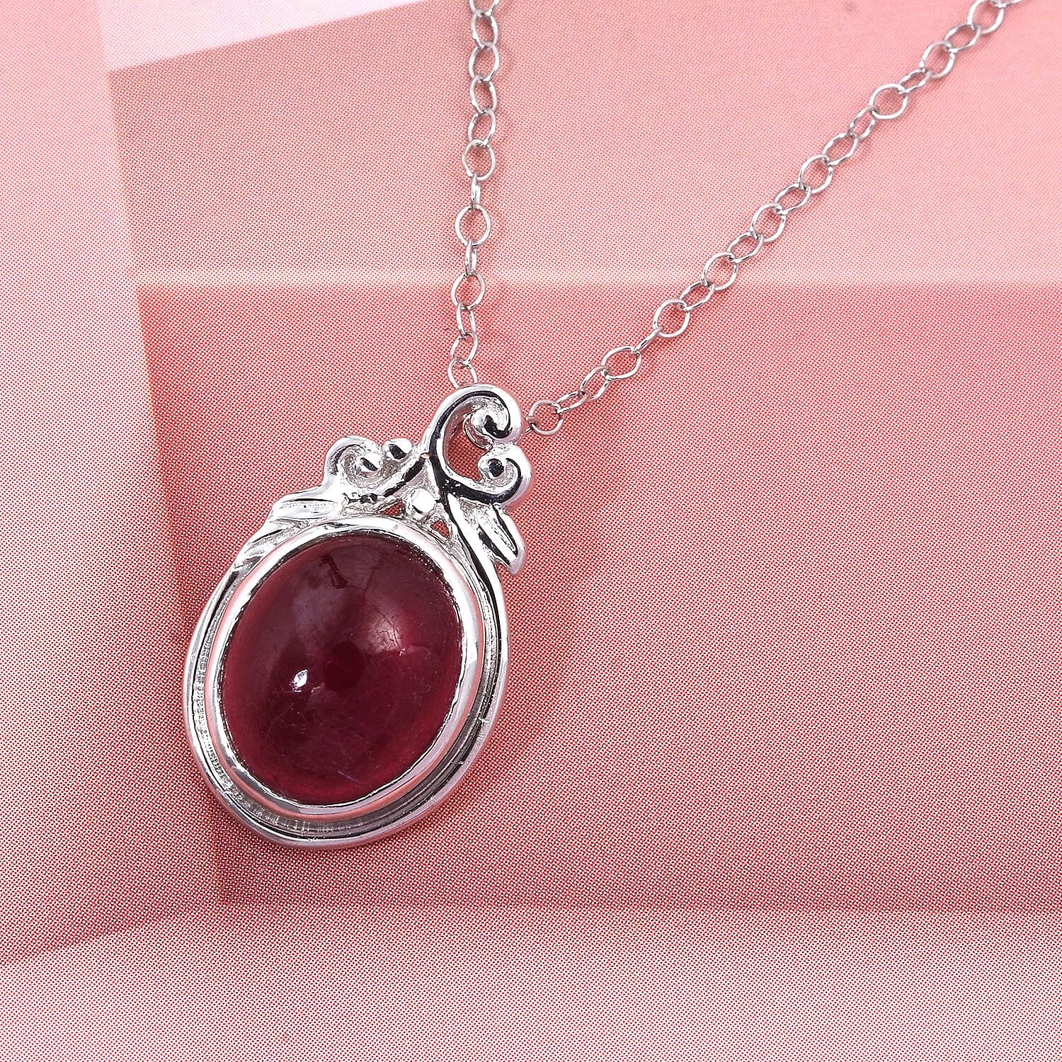 D'Joy Cabo Delgado Ruby Pendant in Rhodium Overlay Sterling Silver 5.60 Ct.