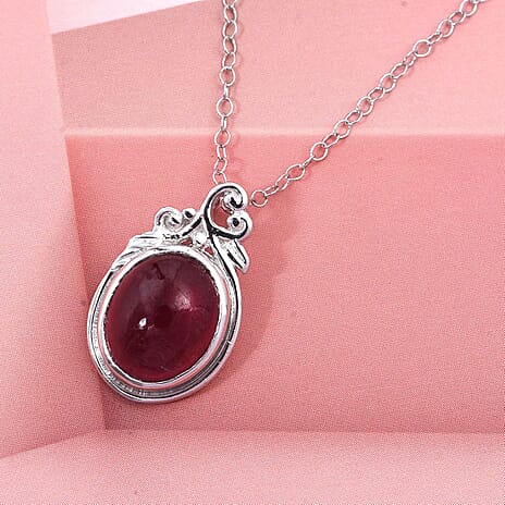 D'Joy Cabo Delgado Ruby Pendant in Rhodium Overlay Sterling Silver 5.60 Ct.