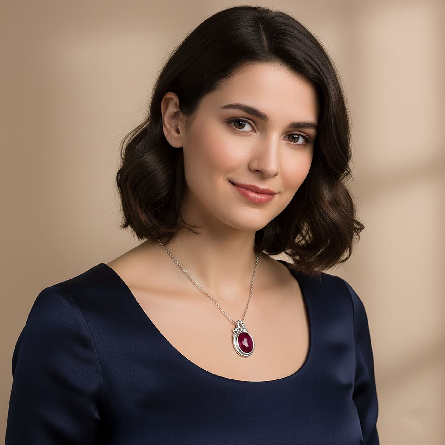 D'Joy Cabo Delgado Ruby Pendant in Rhodium Overlay Sterling Silver 5.60 Ct.