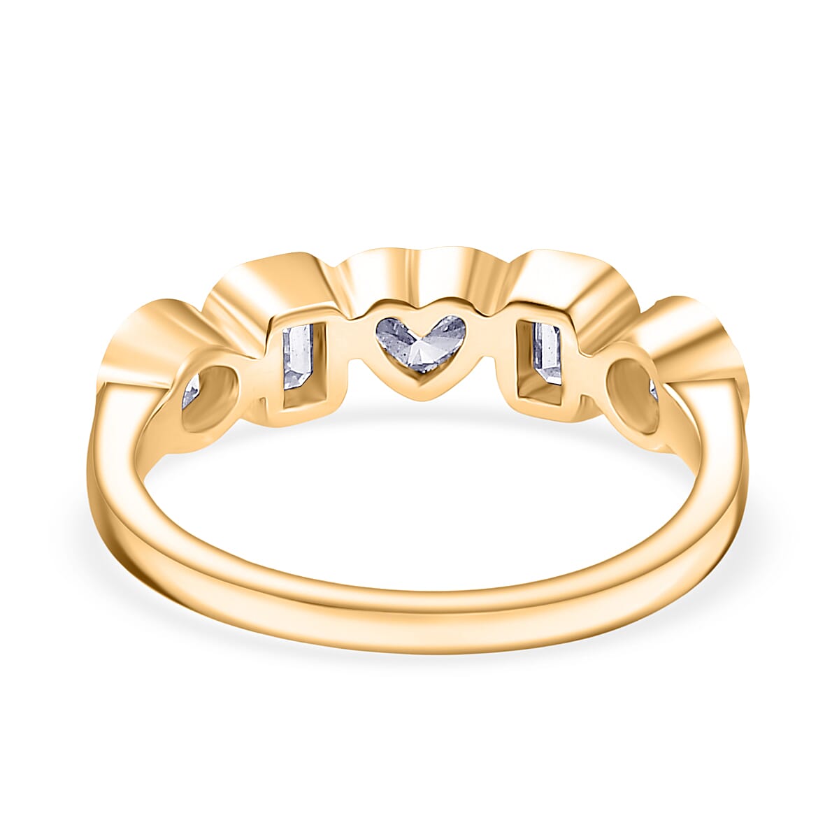 Luxuriant Lab Grown Diamond 5 Stone Ring in 18K Vermeil Yellow Gold Plated Sterling Silver 1.27 Ct.