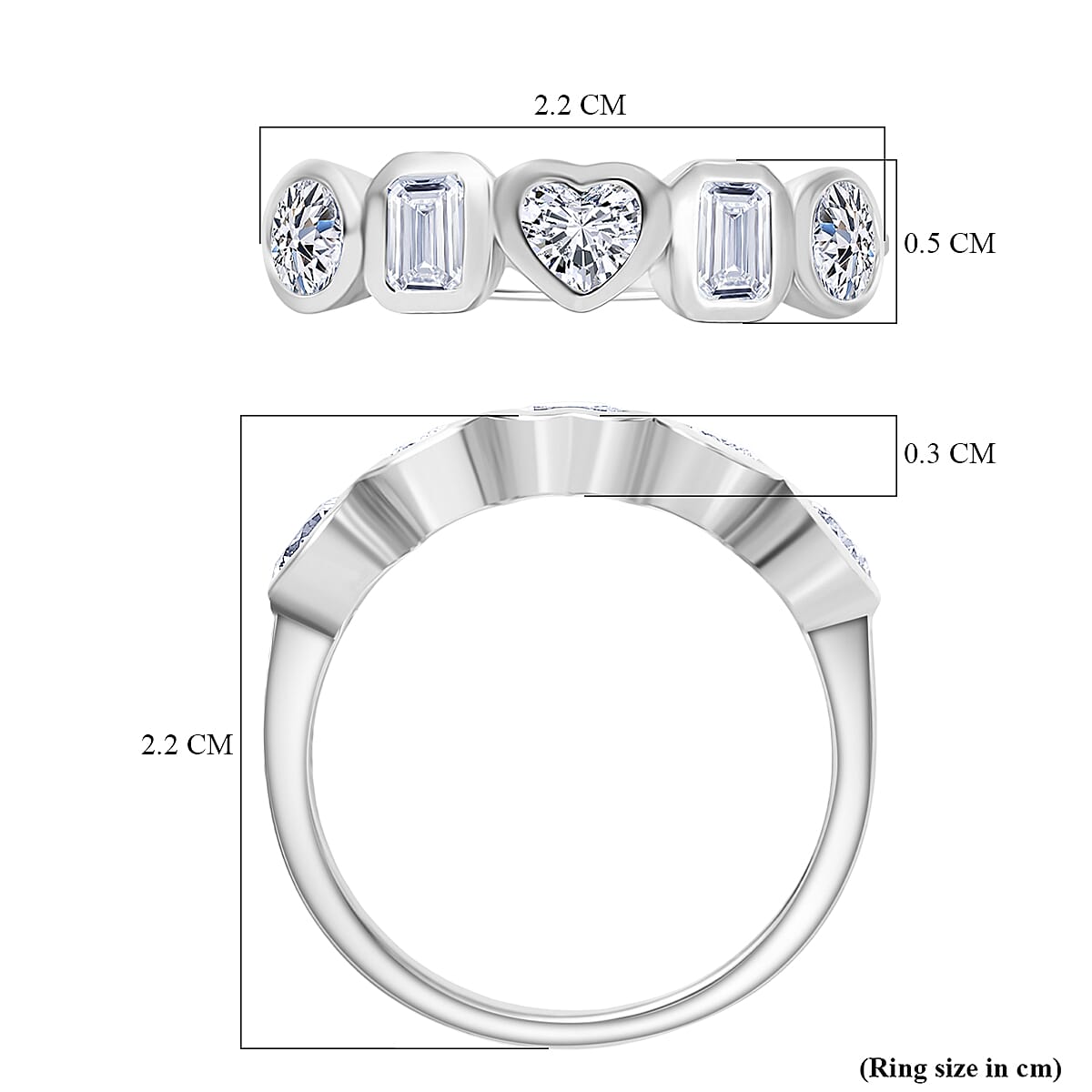 Luxuriant Lab Grown Diamond 5 Stone Ring in Sterling Silver