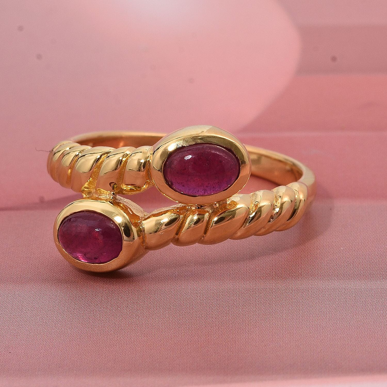D'Joy Cabo Delgado Ruby Ring in Yellow Gold Plated Sterling Silver 1.51 Ct.