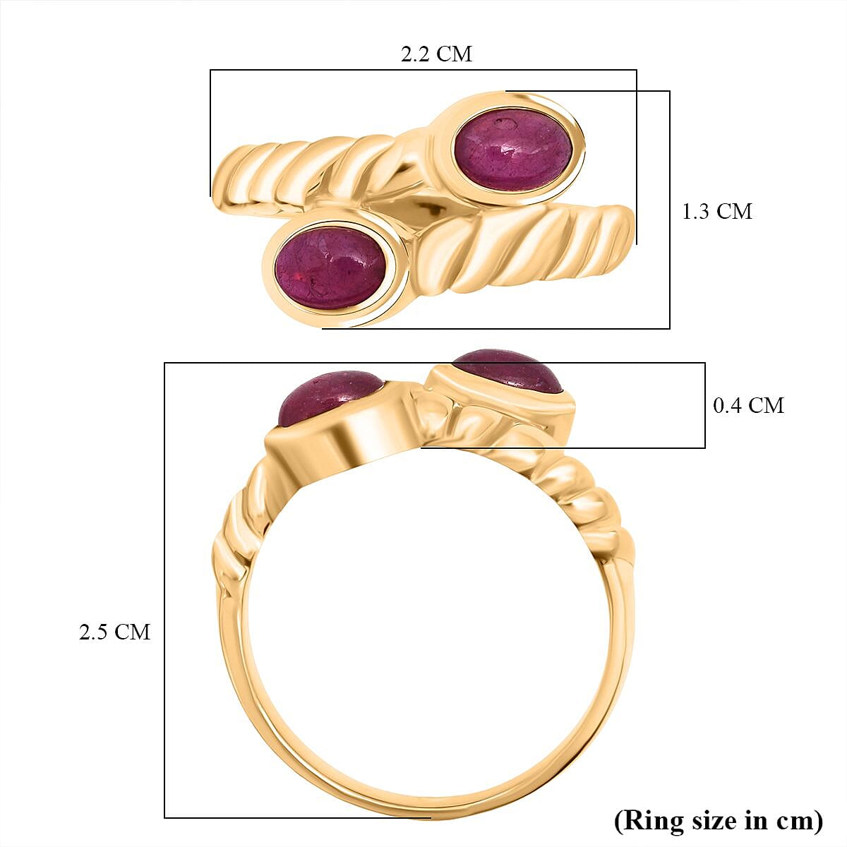 D'Joy Cabo Delgado Ruby Ring in Yellow Gold Plated Sterling Silver 1.51 Ct.